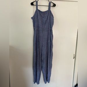 Old Navy blue linen blend cami wide-leg jumpsuit with pockets XL Tall